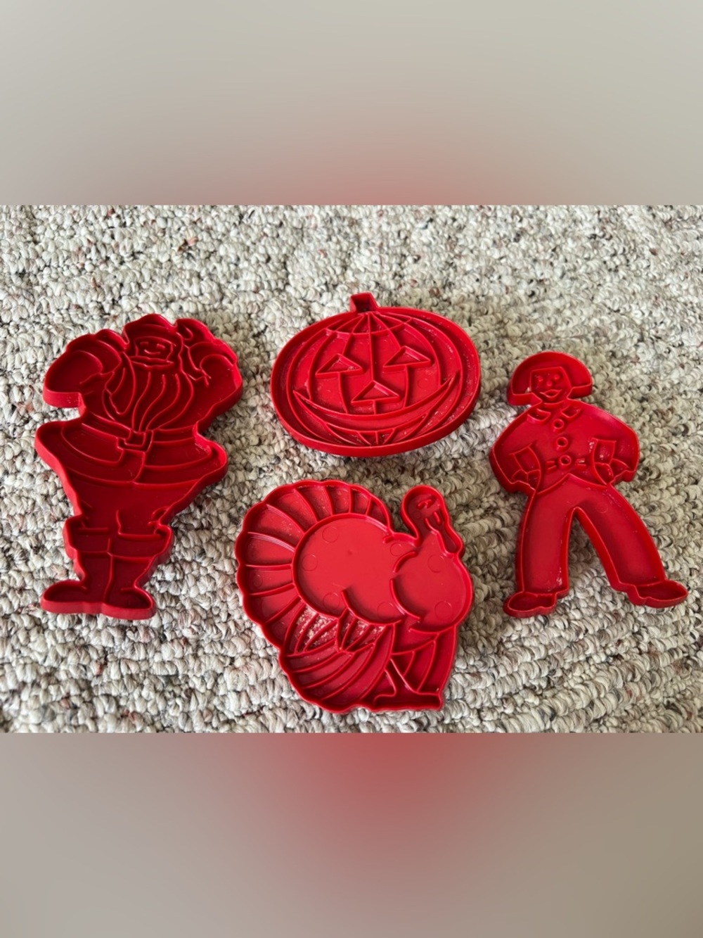 Tupperware Vintage Holiday Cookie Cutters - Pumpkin, Turkey & Christmas Set
